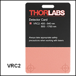 VIS/NIR Detector Card: 400 to 640 nm and 800 to 1700 nm