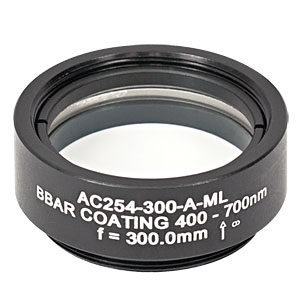 AC254-300-A-ML - f=300 mm, Ø1in Achromatic Doublet, SM1-Threaded Mount, ARC: 400-700 nm