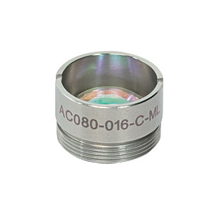 AC080-016-C-ML - f=16 mm, Ø8 mm Achromatic Doublet, M12x0.5 Threaded Mount, ARC: 1050-1620 nm