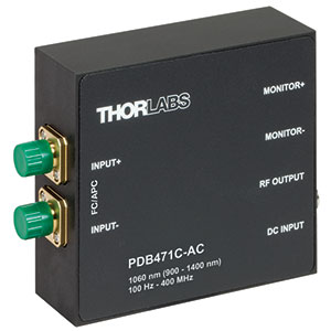 PDB471C-AC - Fiber-Coupled Balanced Amp. Photodetector, 400 MHz, InGaAs, 1060 nm, AC Coupled