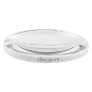 LB4330-AB - f = 75 mm, Ø1in UV Fused Silica Bi-Convex Lens, AR Coating: 400 - 1100 nm