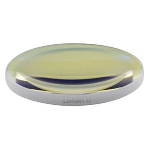 LB4941-B - f = 100 mm, Ø1in UV Fused Silica Bi-Convex Lens, AR Coating: 650 - 1050 nm