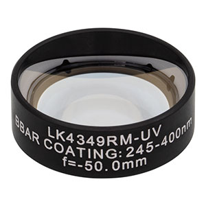 LK4349RM-UV - f= -50.0 mm, Ø1in, UVFS Mounted Plano-Concave Round Cyl Lens, ARC: 245 - 400 nm
