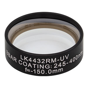 LK4432RM-UV - f= -150.0 mm, Ø1in, UVFS Mounted Plano-Concave Round Cyl Lens, ARC: 245 - 400 nm
