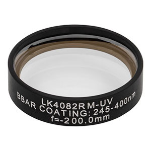 LK4082RM-UV - f= -200.0 mm, Ø1in, UVFS Mounted Plano-Concave Round Cyl Lens, ARC: 245 - 400 nm