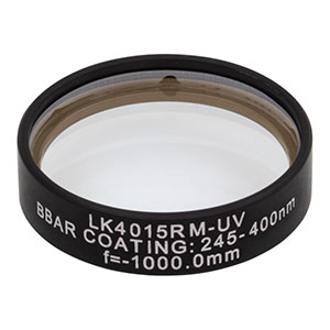 LK4015RM-UV - f= -1000.0 mm, Ø1in, UVFS Mounted Plano-Concave Round Cyl Lens, ARC: 245 - 400 nm