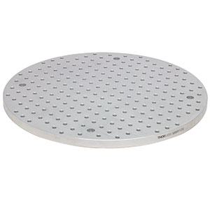 MBR12U - Unanodized, Circular, Aluminum Breadboard, Ø12.00in x 0.50in, 1/4in-20 Double-Density Taps 