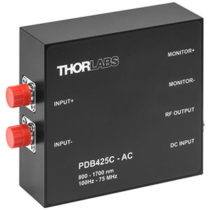 PDB425C-AC - Fixed Gain Balanced Amp. Photodetector, 75 MHz, InGaAs, 800 - 1700 nm, AC Coupled