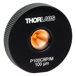 P100CBP/M - Gold-Plated Copper Pinhole in High-Power SM1-Threaded Housing, 100 ± 4 µm Pinhole Diameter, M4 x 0.7 Tap