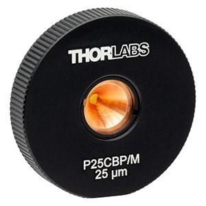 P25CBP/M - Gold-Plated Copper Pinhole in High-Power SM1-Threaded Housing, 25 ± 2 µm Pinhole Diameter, M4 x 0.7 Tap