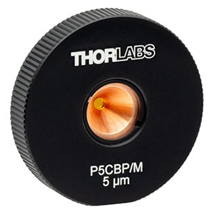 P5CBP/M - Gold-Plated Copper Pinhole in High-Power SM1-Threaded Housing, 5 ± 1 µm Pinhole Diameter, M4 x 0.7 Tap