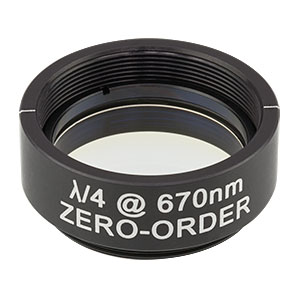 WPQ10M-670 - Ø1in Zero-Order Quarter-Wave Plate, SM1-Threaded Mount, 670 nm