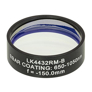 LK4432RM-B - f= -150.0 mm, Ø1in, UVFS Mounted Plano-Concave Round Cyl Lens, ARC: 650 - 1050 nm