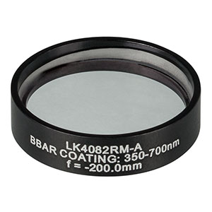 LK4082RM-A - f= -200.0 mm, Ø1in, UVFS Mounted Plano-Concave Round Cyl Lens, ARC: 350 - 700 nm