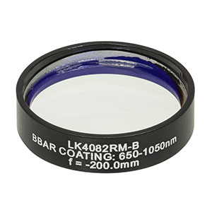 LK4082RM-B - f= -200.0 mm, Ø1in, UVFS Mounted Plano-Concave Round Cyl Lens, ARC: 650 - 1050 nm