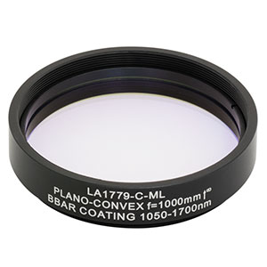 LA1779-C-ML - Ø2in N-BK7 Plano-Convex Lens, SM2-Threaded Mount, f = 1000 mm, ARC: 1050-1700 nm