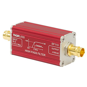 EF113 - High-Pass Electrical Filter, >2 kHz Passband, In-Line BNC Feedthrough