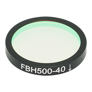 FBH500-40 - Hard-Coated Bandpass Filter, Ø25 mm, CWL = 500 nm, FWHM = 40 nm