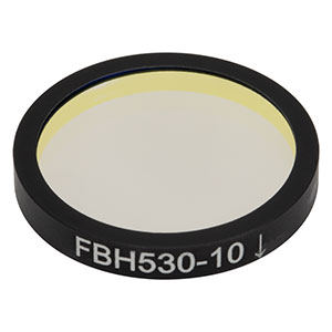 FBH530-10 - Hard-Coated Bandpass Filter, Ø25 mm, CWL = 530 nm, FWHM = 10 nm