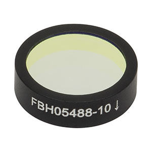 FBH05488-10 - Hard-Coated Bandpass Filter, Ø12.5 mm, CWL = 488 nm, FWHM = 10 nm