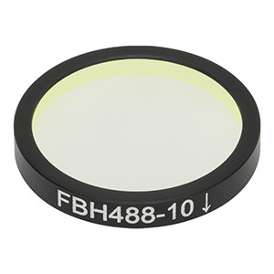FBH488-10 - Hard-Coated Bandpass Filter, Ø25 mm, CWL = 488 nm, FWHM = 10 nm