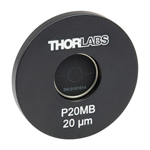 P20MB - Ø1in Mounted Pinhole, 20 ± 2 µm Pinhole Diameter, Molybdenum