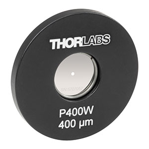 P400W - Ø1in Mounted Pinhole, 400 ± 10 µm Pinhole Diameter, Tungsten