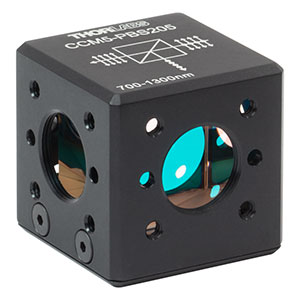 CCM5-PBS205 - 16 mm Cage Cube-Mounted Polarizing Beamsplitter Cube, 700-1300 nm, 8-32 Tap