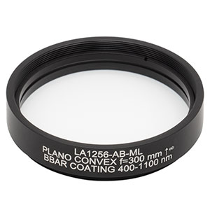 LA1256-AB-ML - Ø2in N-BK7 Plano-Convex Lens, SM2-Threaded Mount, f = 300 mm, ARC: 400-1100 nm