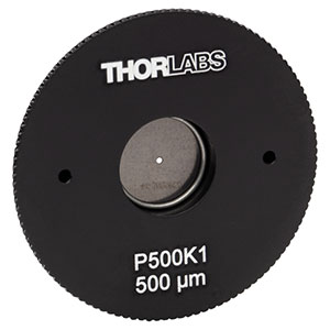 P500K1 - SM1-Threaded, Ø1.20in (30.5 mm) Mounted Pinhole, 500 ± 10 μm Pinhole Diameter, Stainless Steel