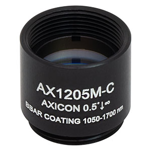 AX1205M-C - 0.5°, 1050 - 1700 nm AR Coated UVFS, Ø1/2in (Ø12.7 mm) Axicon, SM05-Threaded Mount