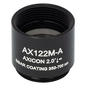 AX122M-A - 2.0°, 350 - 700 nm AR Coated UVFS, Ø1/2in (Ø12.7 mm) Axicon, SM05-Threaded Mount
