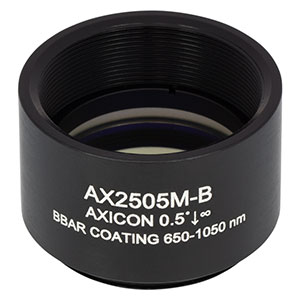 AX2505M-B - 0.5°, 650 - 1050 nm AR Coated UVFS, Ø1in (Ø25.4 mm) Axicon, SM1-Threaded Mount