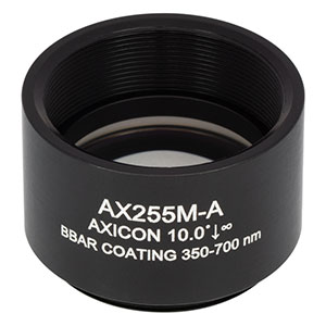 AX255M-A - 5.0°, 350 - 700 nm AR Coated UVFS, Ø1in (Ø25.4 mm) Axicon, SM1-Threaded Mount