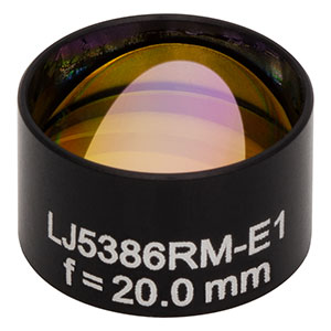 LJ5386RM-E1 - Ø1/2in Mounted Plano-Convex CaF₂ Cylindrical Lens, f = 20.0 mm, ARC: 2 - 5 μm 